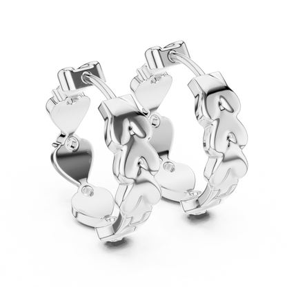 alternating heart and round-cut diamond huggie hoop earrings