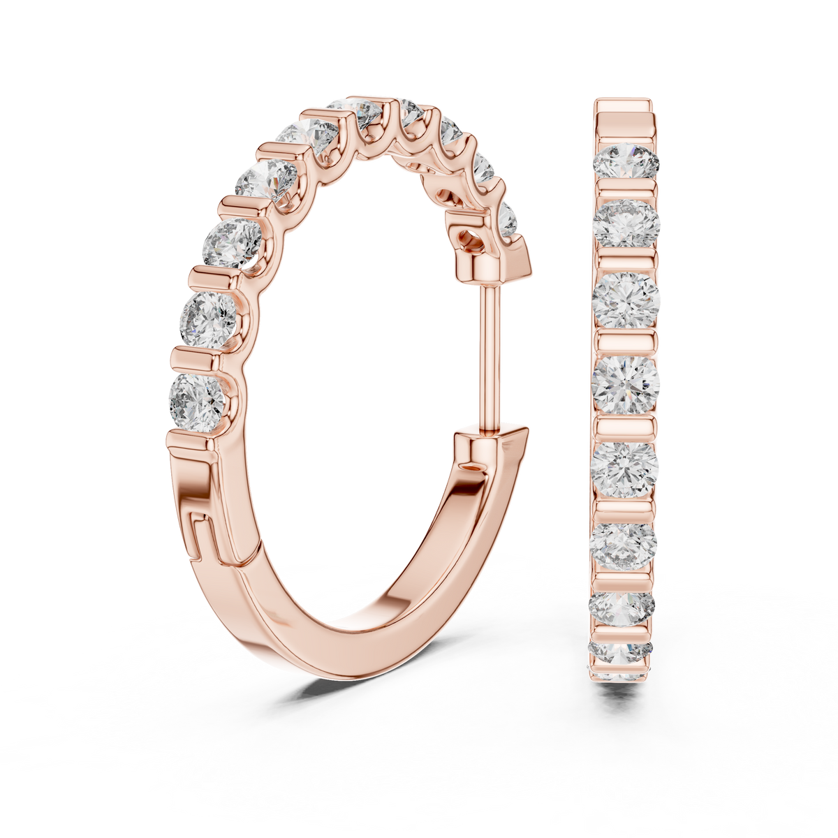shared-prong diamond inside-out hoop earrings