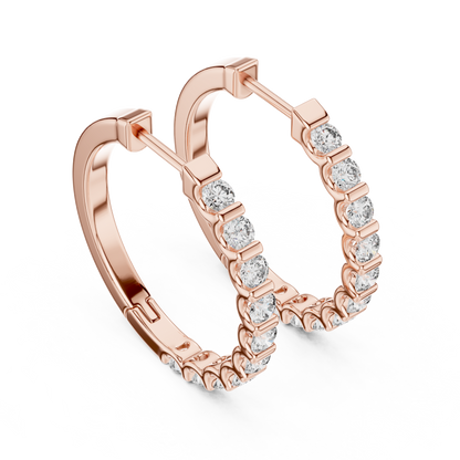 shared-prong diamond inside-out hoop earrings