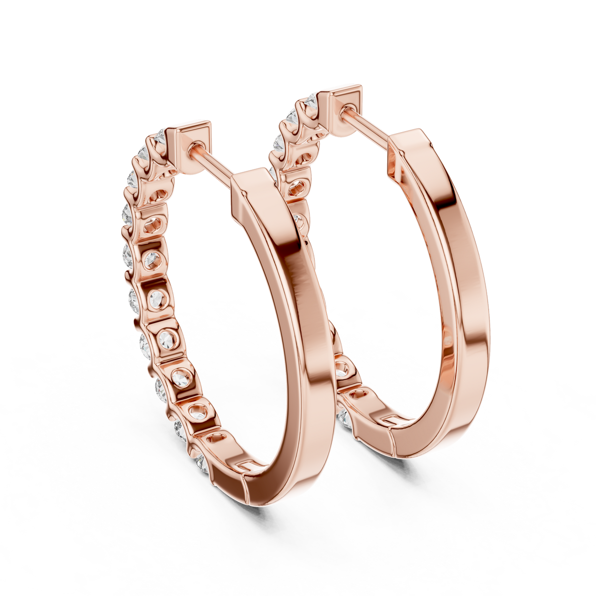 shared-prong diamond inside-out hoop earrings