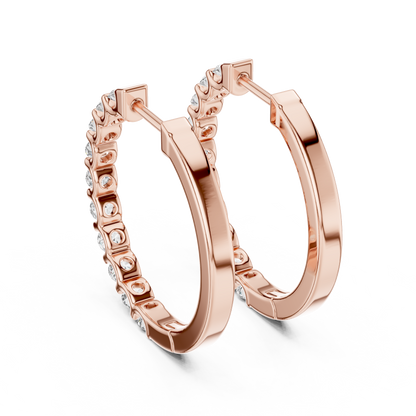 shared-prong diamond inside-out hoop earrings