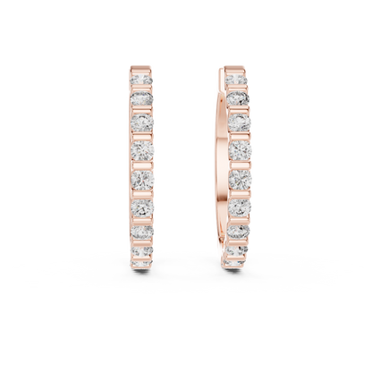 shared-prong diamond inside-out hoop earrings