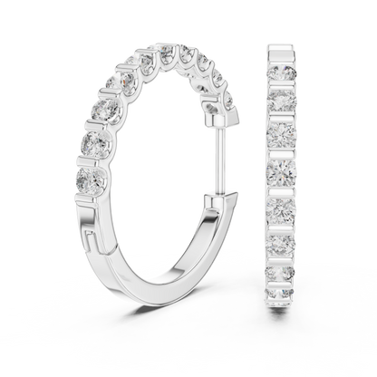 shared-prong diamond inside-out hoop earrings