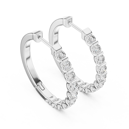 shared-prong diamond inside-out hoop earrings