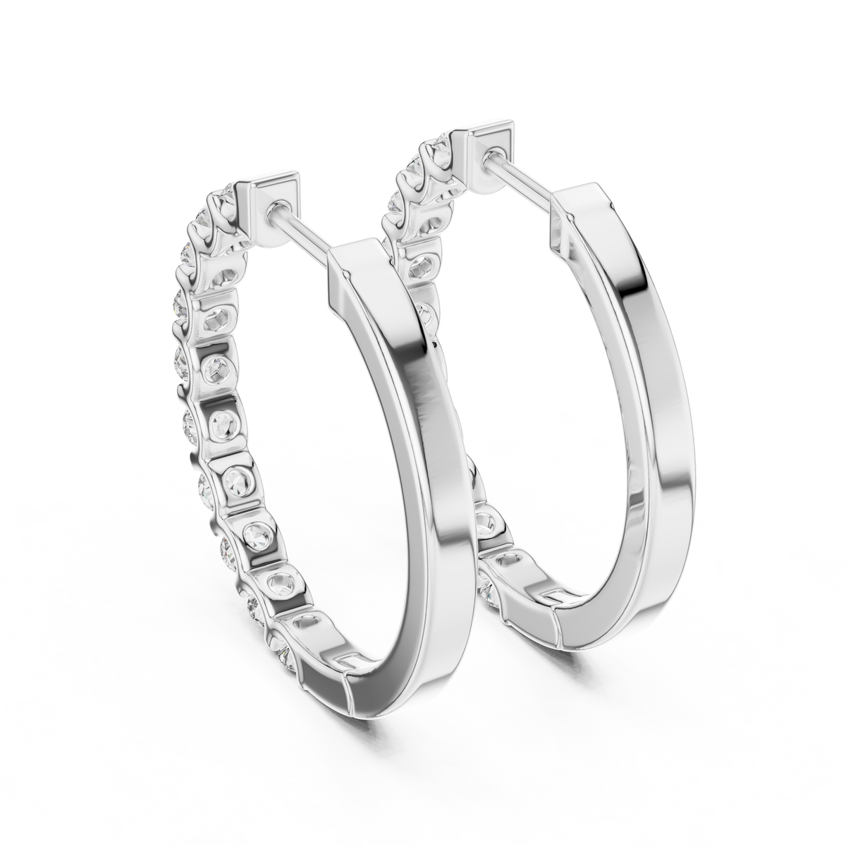 shared-prong diamond inside-out hoop earrings