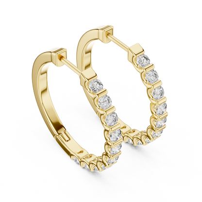 shared-prong diamond inside-out hoop earrings