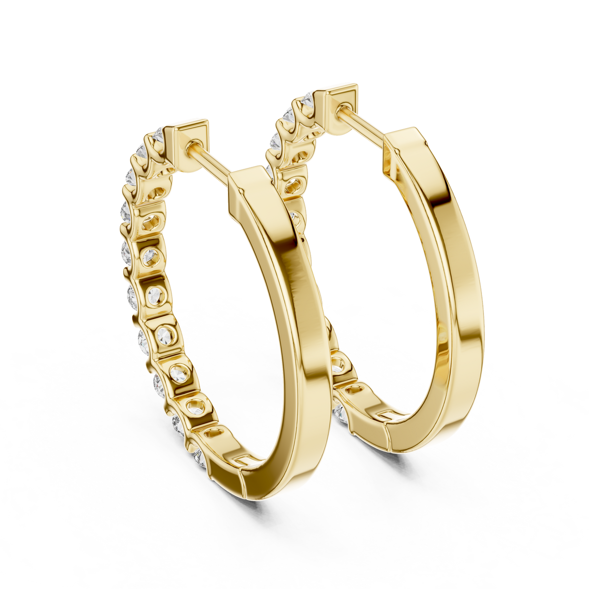shared-prong diamond inside-out hoop earrings
