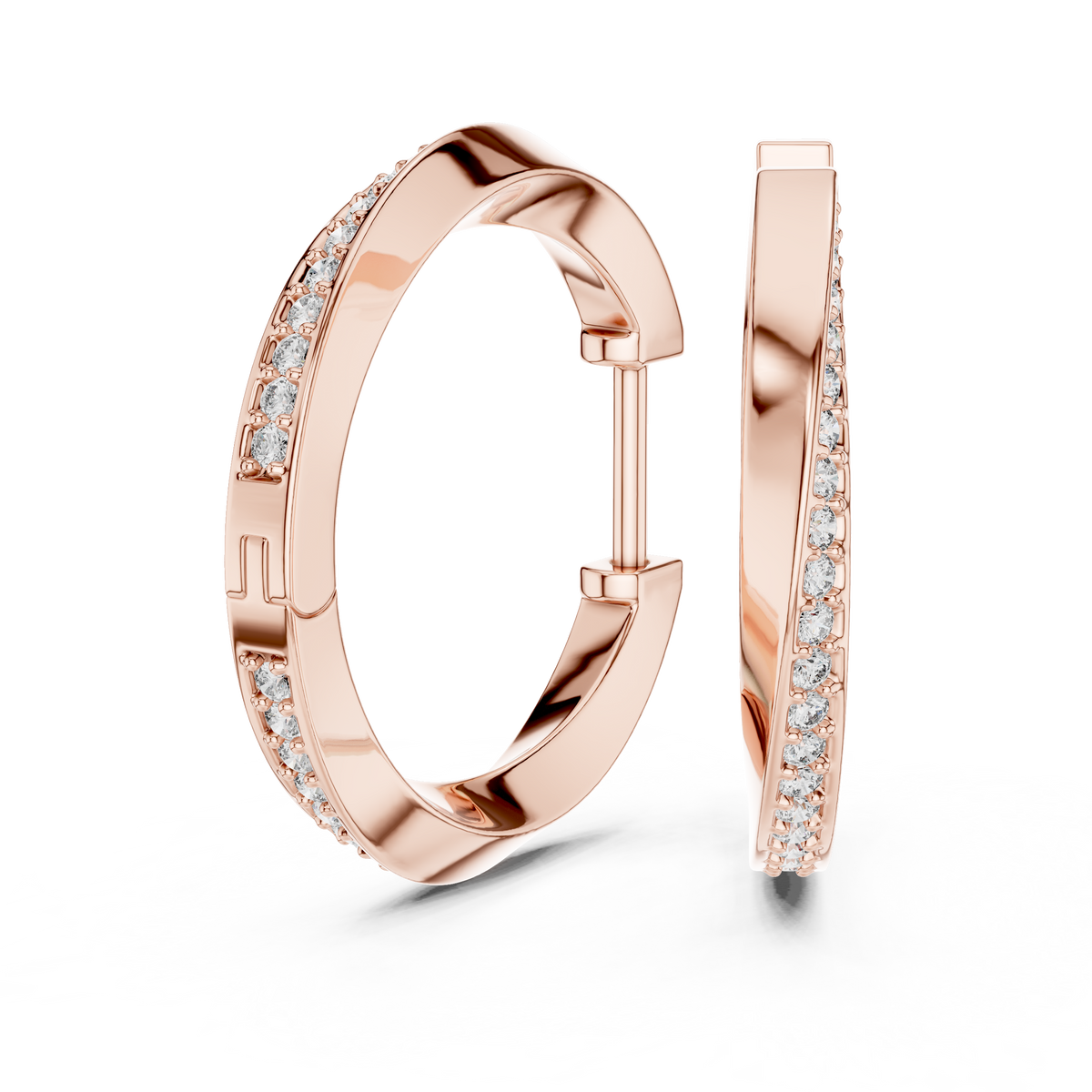 twisted wave diamond pavé hoop earrings with micro-pavé set round brilliant-cut diamonds