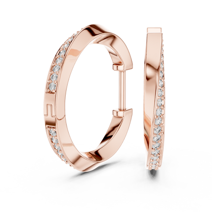 twisted wave diamond pavé hoop earrings with micro-pavé set round brilliant-cut diamonds