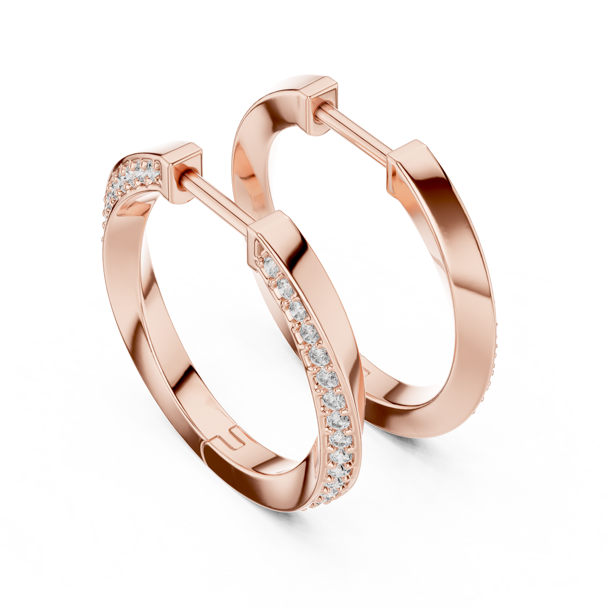 twisted wave diamond pavé hoop earrings with micro-pavé set round brilliant-cut diamonds