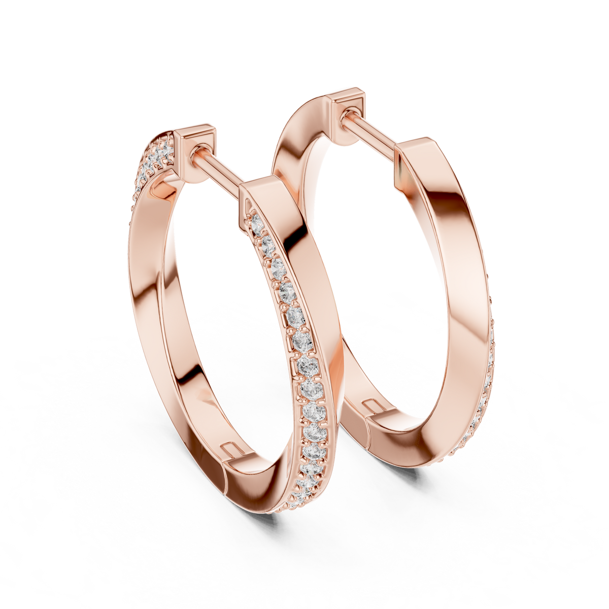 twisted wave diamond pavé hoop earrings with micro-pavé set round brilliant-cut diamonds
