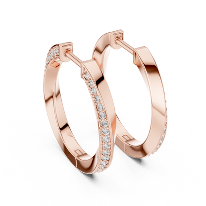 twisted wave diamond pavé hoop earrings with micro-pavé set round brilliant-cut diamonds