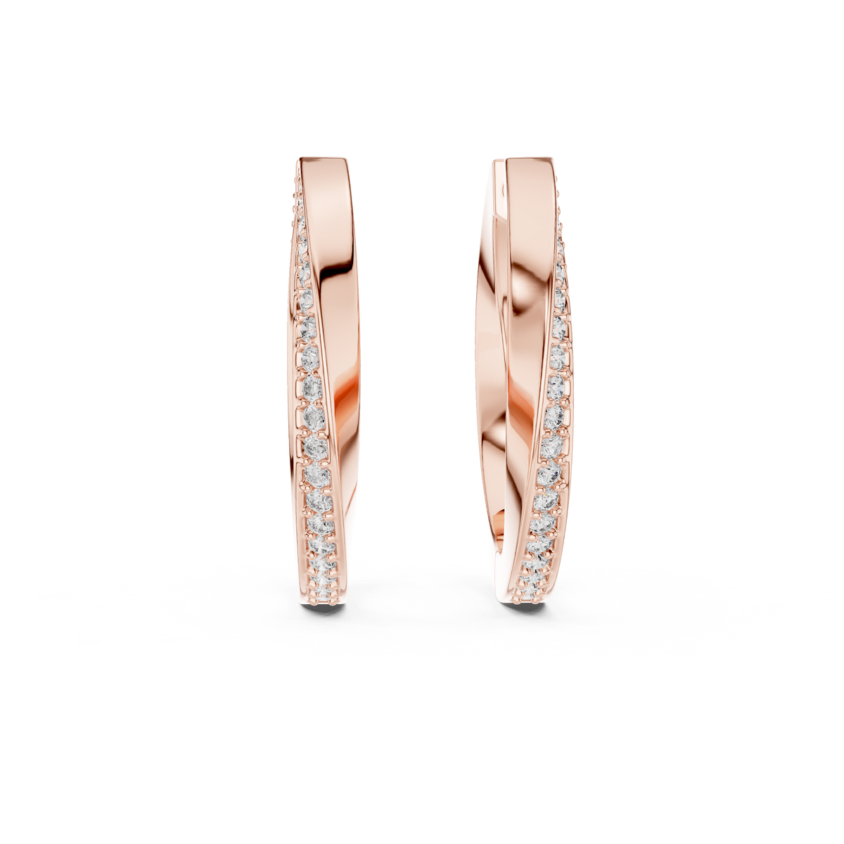 twisted wave diamond pavé hoop earrings with micro-pavé set round brilliant-cut diamonds