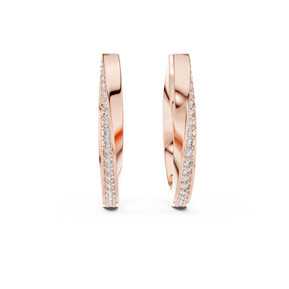 twisted wave diamond pavé hoop earrings with micro-pavé set round brilliant-cut diamonds