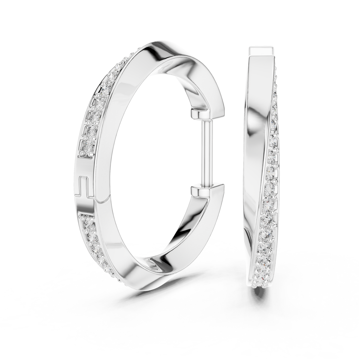 twisted wave diamond pavé hoop earrings with micro-pavé set round brilliant-cut diamonds