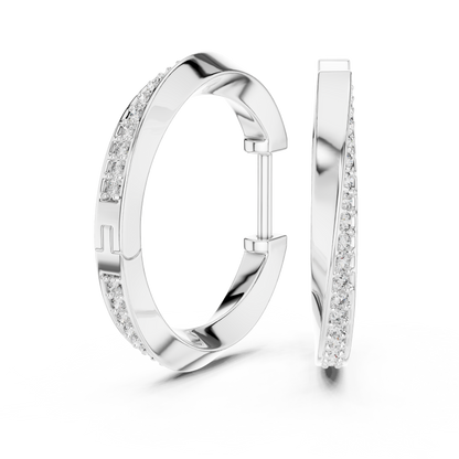 twisted wave diamond pavé hoop earrings with micro-pavé set round brilliant-cut diamonds