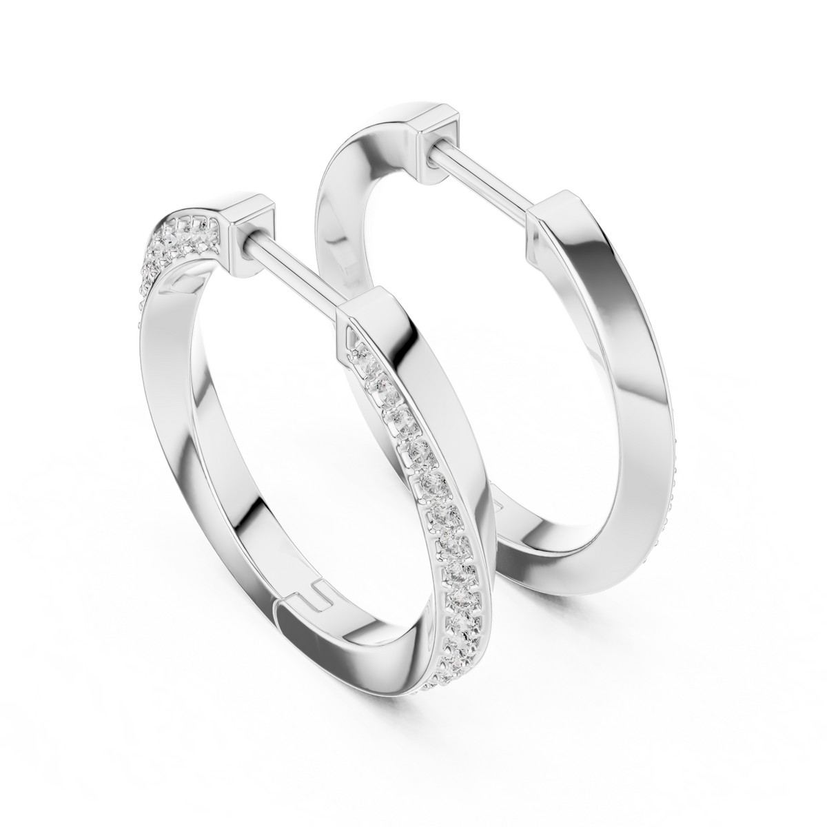 twisted wave diamond pavé hoop earrings with micro-pavé set round brilliant-cut diamonds