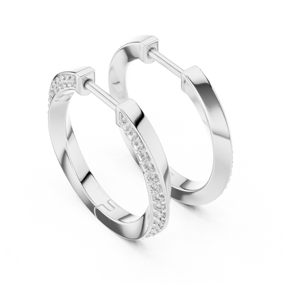 twisted wave diamond pavé hoop earrings with micro-pavé set round brilliant-cut diamonds