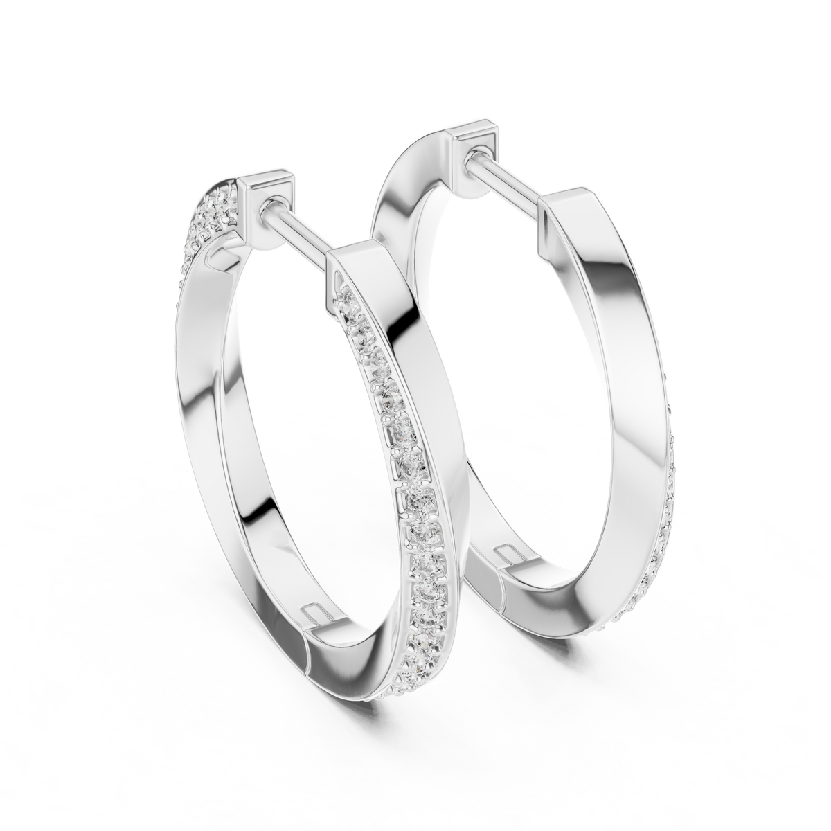 twisted wave diamond pavé hoop earrings with micro-pavé set round brilliant-cut diamonds