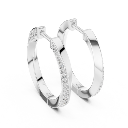 twisted wave diamond pavé hoop earrings with micro-pavé set round brilliant-cut diamonds