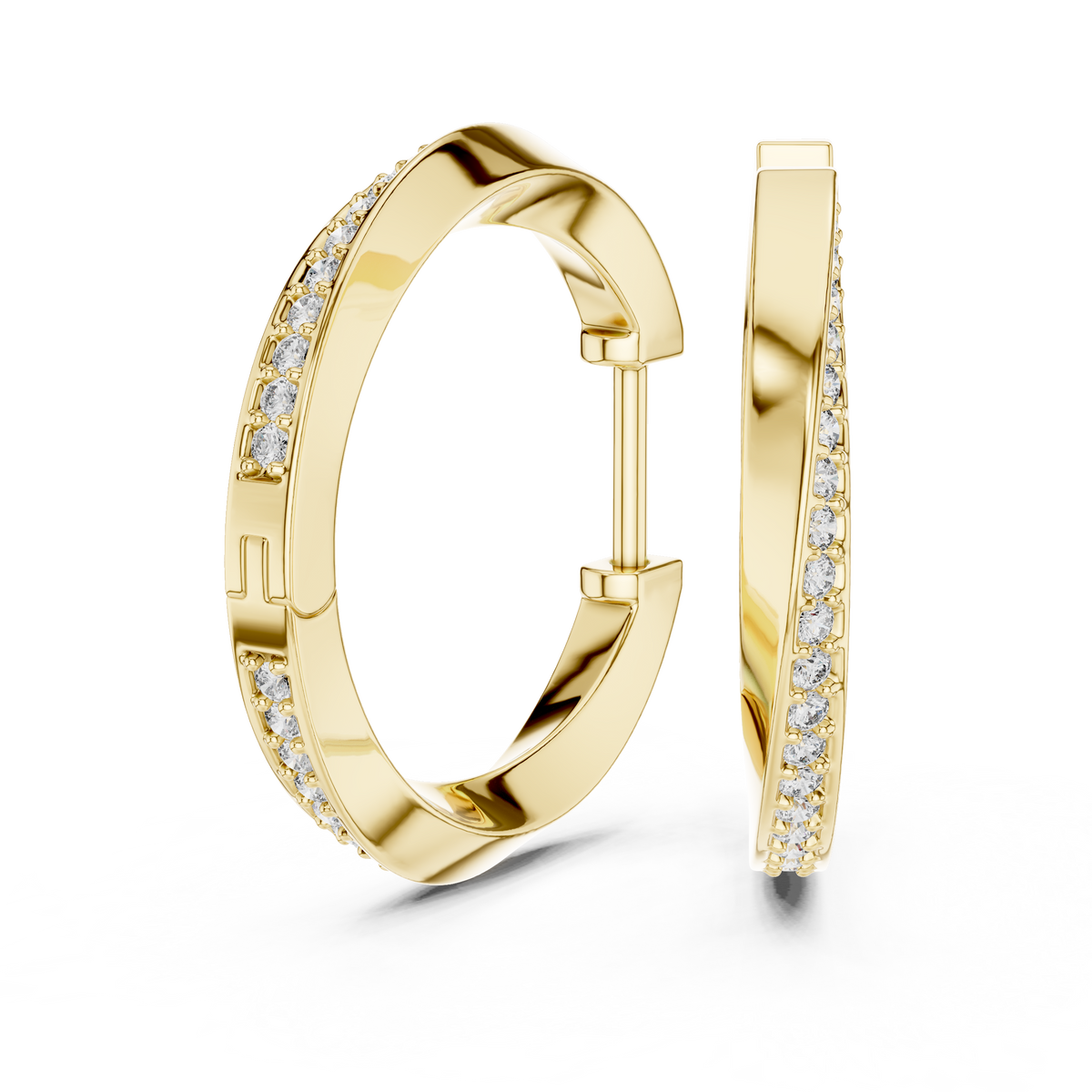 twisted wave diamond pavé hoop earrings with micro-pavé set round brilliant-cut diamonds