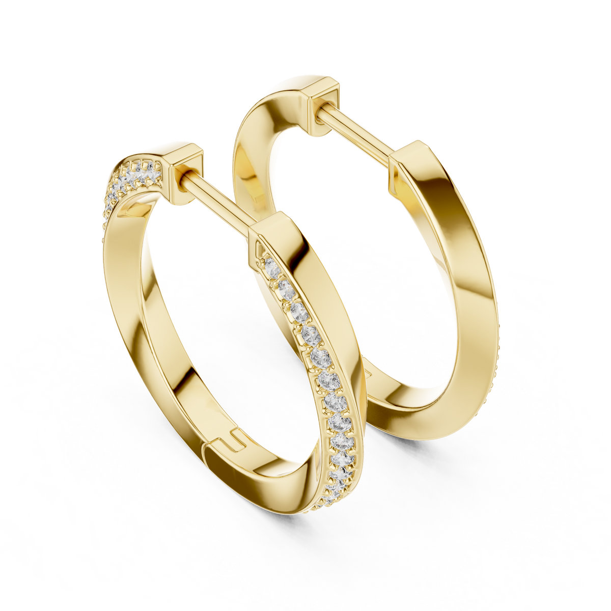 twisted wave diamond pavé hoop earrings with micro-pavé set round brilliant-cut diamonds