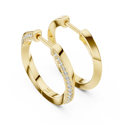 twisted wave diamond pavé hoop earrings with micro-pavé set round brilliant-cut diamonds