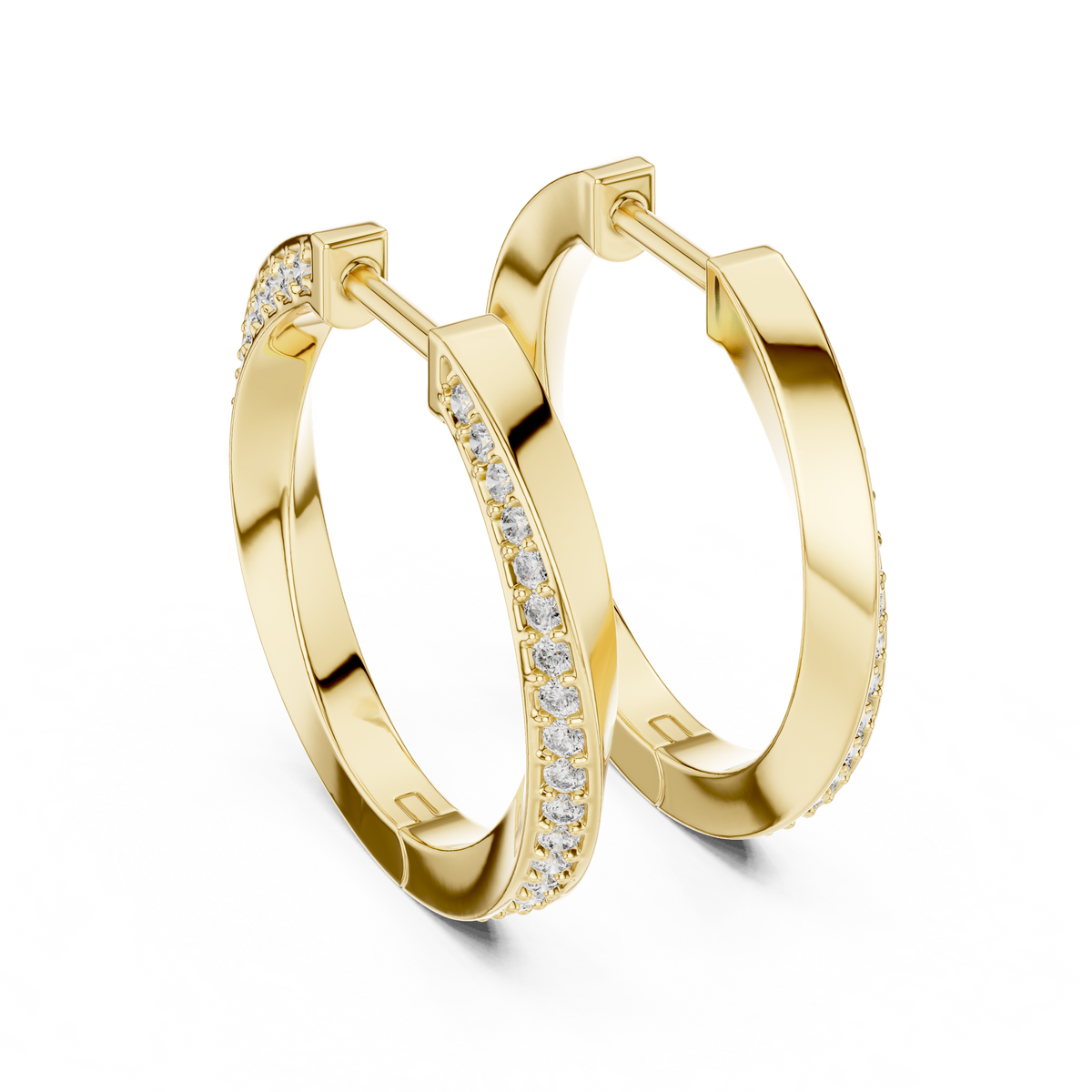 twisted wave diamond pavé hoop earrings with micro-pavé set round brilliant-cut diamonds