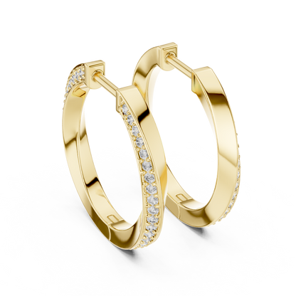 twisted wave diamond pavé hoop earrings with micro-pavé set round brilliant-cut diamonds