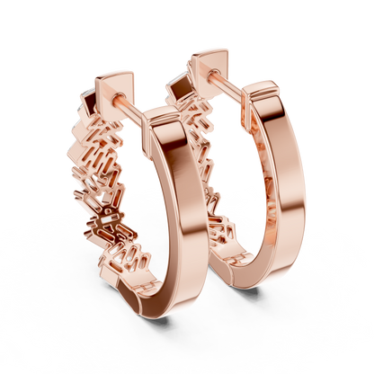 staggered zigzag baguette diamond huggie hoop earrings