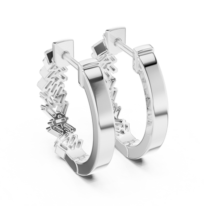 staggered zigzag baguette diamond huggie hoop earrings