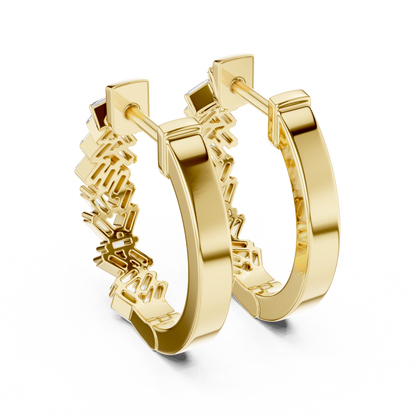 staggered zigzag baguette diamond huggie hoop earrings