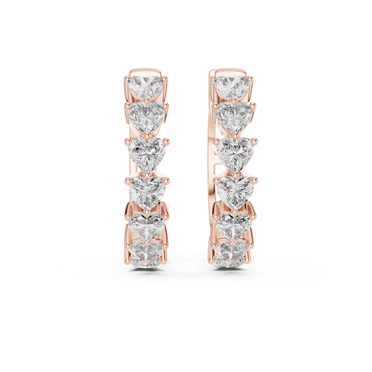 heart-cut diamond shared-prong huggie hoop earrings