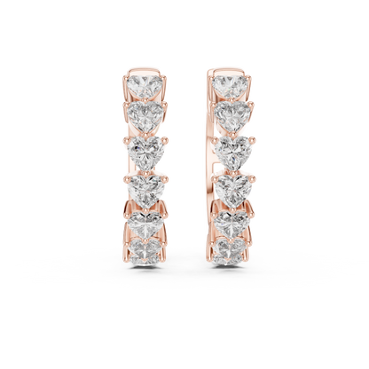 heart-cut diamond shared-prong huggie hoop earrings