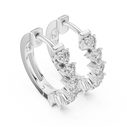 heart-cut diamond shared-prong huggie hoop earrings