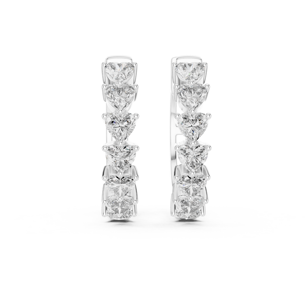 heart-cut diamond shared-prong huggie hoop earrings