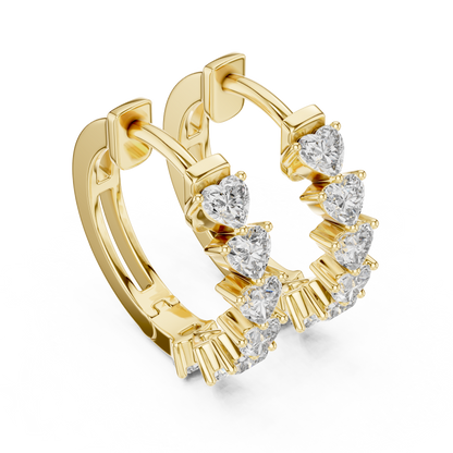 heart-cut diamond shared-prong huggie hoop earrings