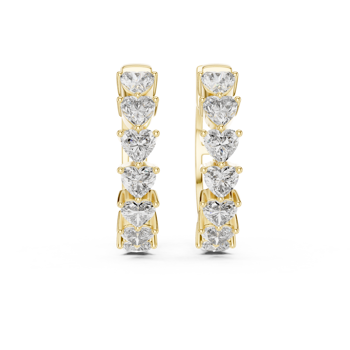 heart-cut diamond shared-prong huggie hoop earrings