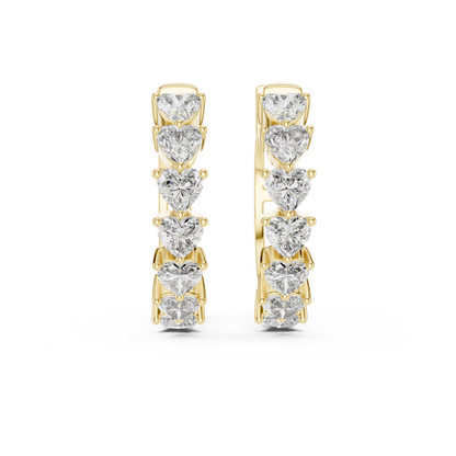 heart-cut diamond shared-prong huggie hoop earrings