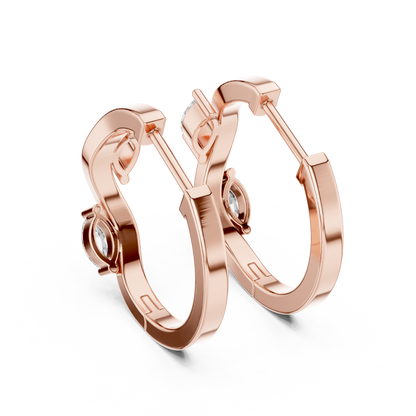 asymmetrical marquise diamond wavy huggie hoop earrings