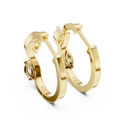 asymmetrical marquise diamond wavy huggie hoop earrings