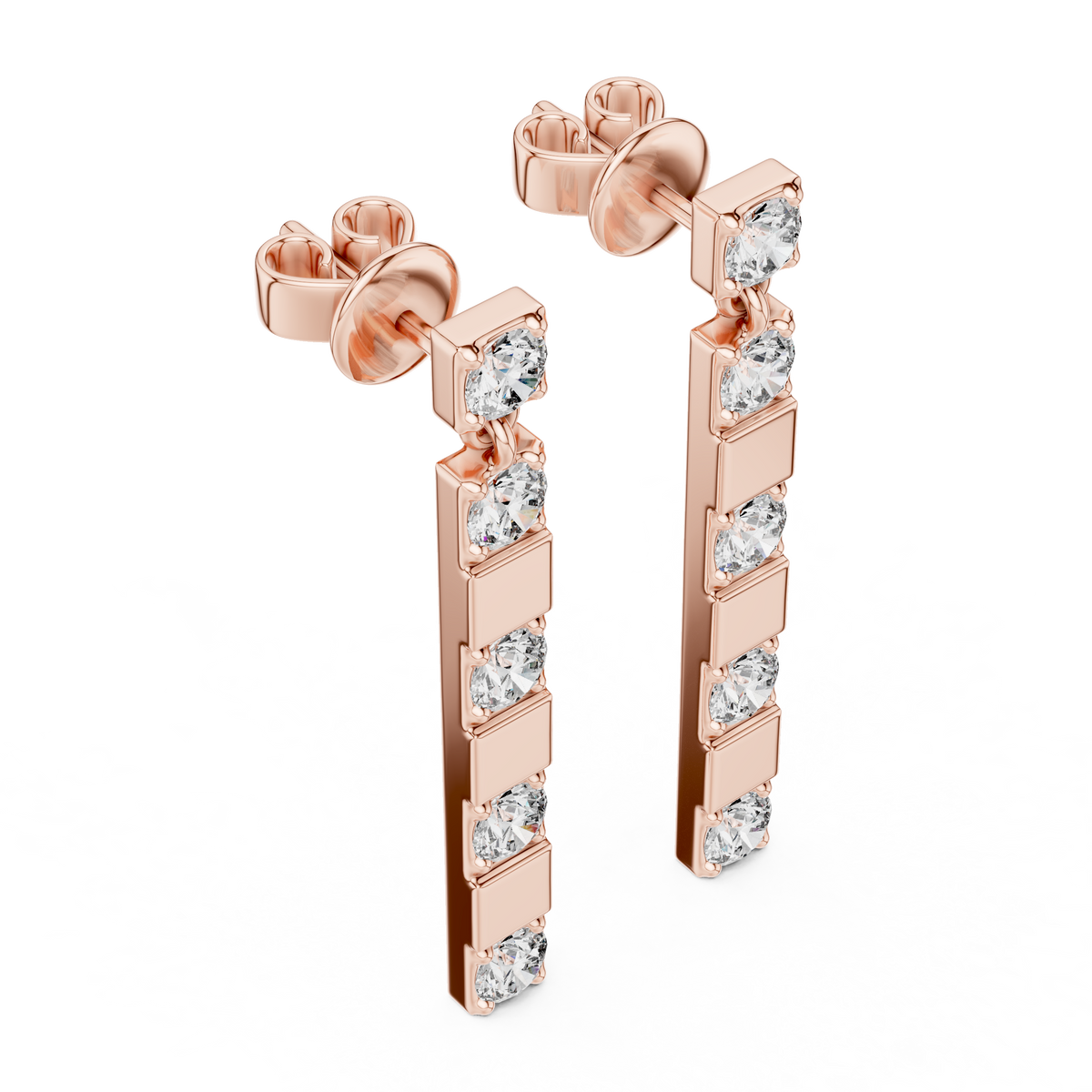 alternating geometric diamond linear bar drop earrings
