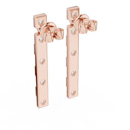 alternating geometric diamond linear bar drop earrings