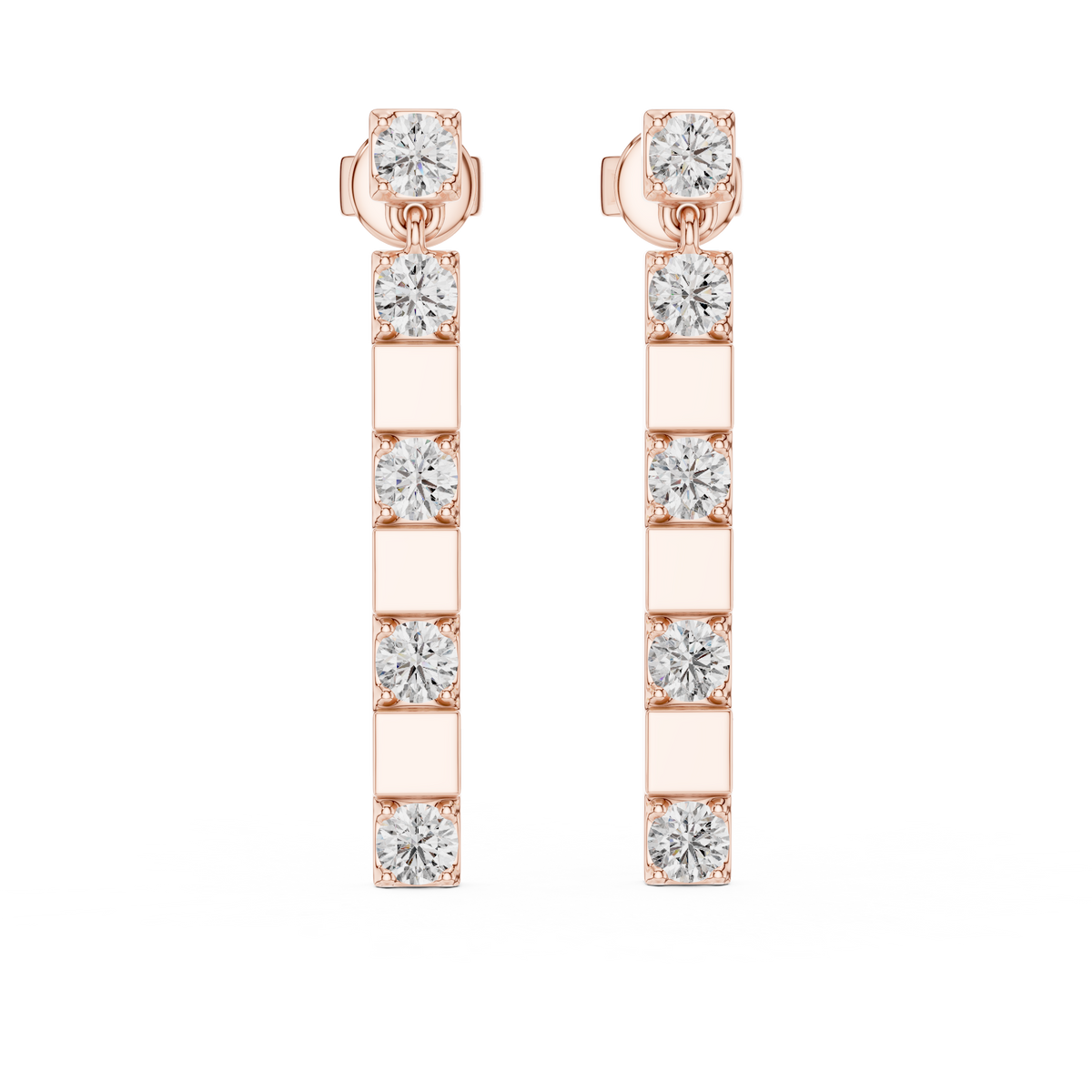 alternating geometric diamond linear bar drop earrings
