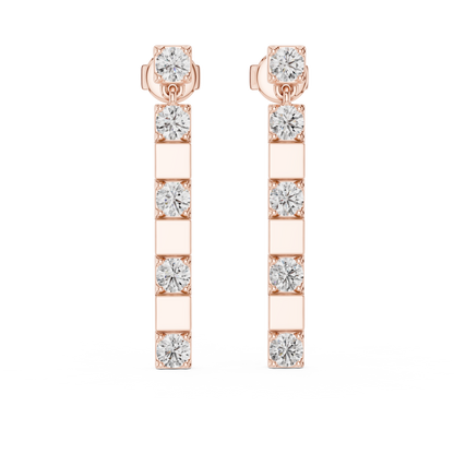 alternating geometric diamond linear bar drop earrings