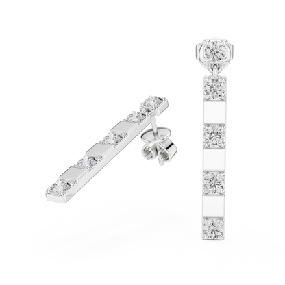 alternating geometric diamond linear bar drop earrings