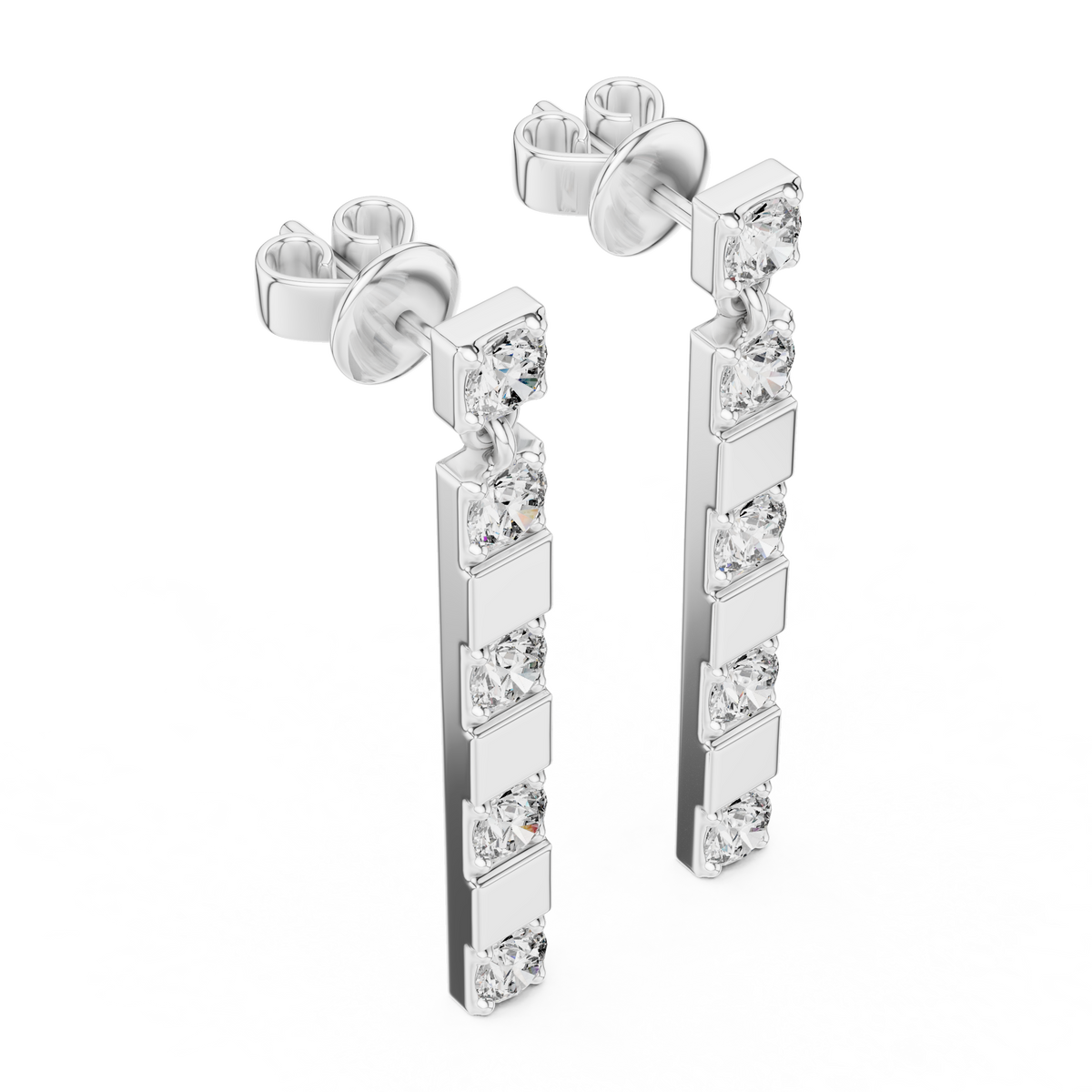 alternating geometric diamond linear bar drop earrings