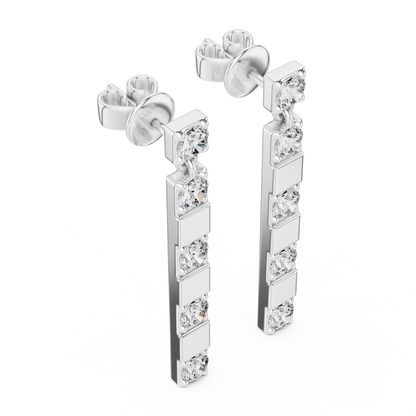 alternating geometric diamond linear bar drop earrings