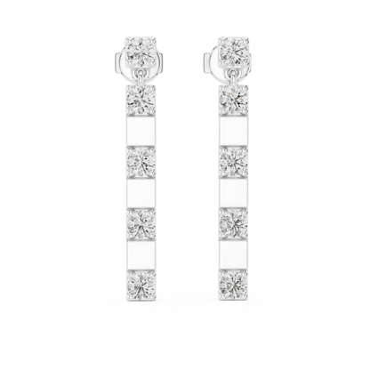 alternating geometric diamond linear bar drop earrings