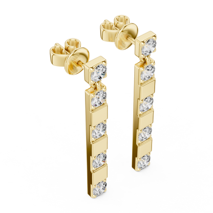 alternating geometric diamond linear bar drop earrings